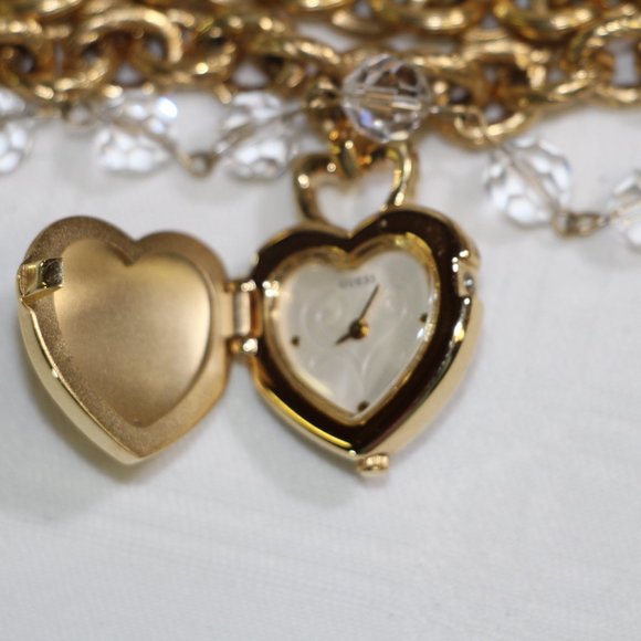 Guess Gold Tone Covered Capped  G Watch Charm Bracelet G95367L - Picture 11 of 12